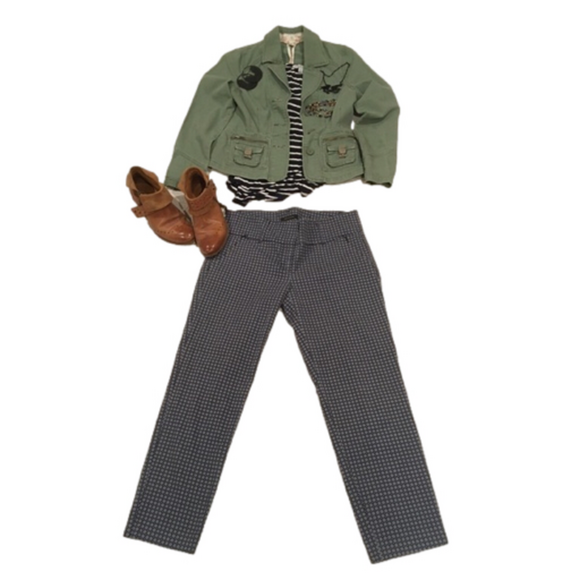 Ann Taylor Navy Pattern Trousers Stretch - Picture 15 of 16